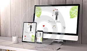 devices responsive on workspace wedding website design