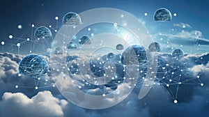 Devices seamlessly connected to a cloud, with data flowing between them, demonstrating the flexibility and scalability of cloud
