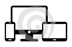 Devices Set. Smartphone. Tablet. Monitor PC. Vector Icons.