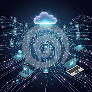 And devices, symbolizing the flow of information within a digital