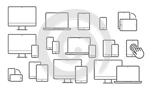 Devices vector line icons for responsive design