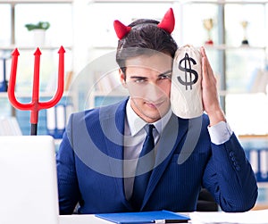 Devil angry businessman in the office