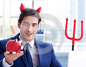 Devil angry businessman in the office