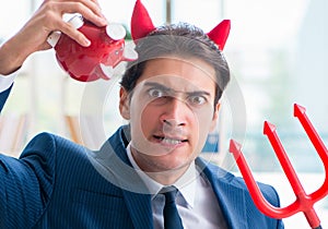 Devil angry businessman in the office