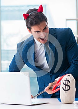 Devil angry businessman in the office