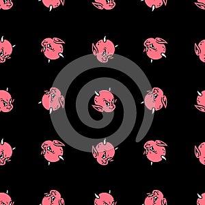DEVIL BABY HEAD SEAMLESS PATTERN COLOR
