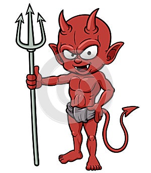 Devil cartoon holding a trident photo
