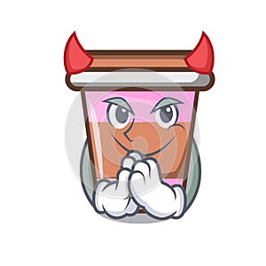 Devil coffee cup mascot cartoon