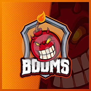 Devil Dynamite Boom mascot esport logo design illustrations vector template, Grenade logo for team game streamer youtuber banner
