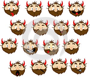 Devil Emoticon Icon with many Expressions - Vector Flat Designm Illustration
