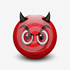 Devil emoticon isolated on white background - emoji - illustration
