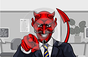 Devil Evil Businessman in Suit Pointing
