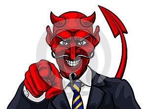 Devil Evil Businessman in Suit Pointing