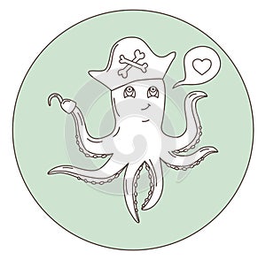 Illustration of a cartoon octopus. Vector illustration