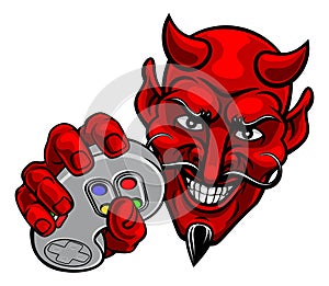 Devil Gamer Video Game Controller Mascot Cartoon