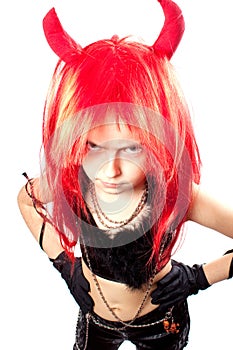Devil girl. Devils carnival costume.