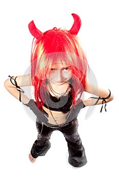 Devil girl. Devils carnival costume.
