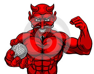 Devil Golf Sports Mascot Holding Ball