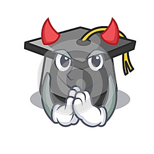 Devil graduation hat mascot cartoon