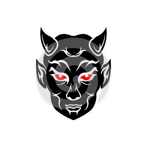 devil head or Lucifer demon face with horns