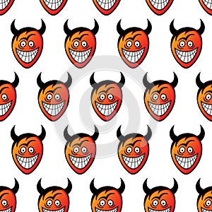 Devil heads. Seamless pattern.