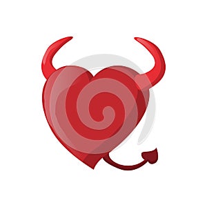 Devil heart fateful love icon, cartoon style