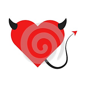 Devil heart with horns and a tail