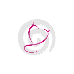 Devil heart icon logo design illustration