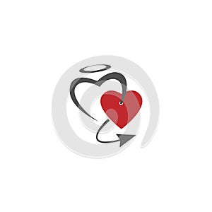 Devil heart icon logo design illustration