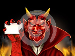 Devil Holding Sign