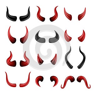 Devil horns set on background vector illustration photo