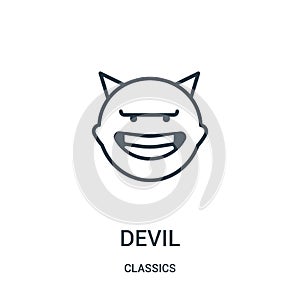 devil icon vector from classics collection. Thin line devil outline icon vector illustration. Linear symbol