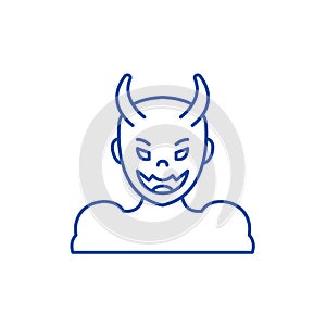 Devil line icon concept. Devil flat  vector symbol, sign, outline illustration.