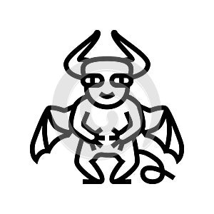 devil monster alien line icon vector illustration