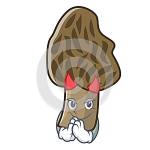 Devil morel mushroom mascot cartoon