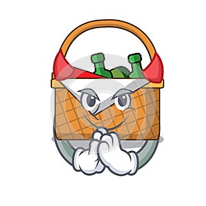 Devil picnic basket mascot cartoon