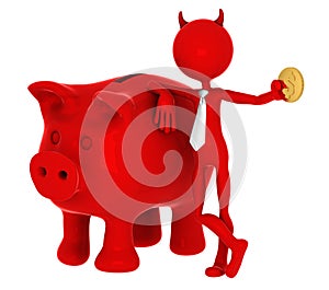 Devil with piggybank