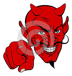 Devil Pointing Cartoon Character photo