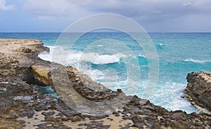 Devil`s Bridge bay - Caribbean sea - Antigua and Barbuda