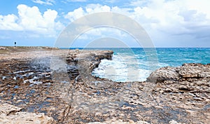 Devil`s Bridge bay - Caribbean tropical sea - Antigua and Barbuda