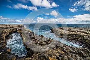 Devil`s Bridge bay - Caribbean tropical sea - Antigua and Barbuda