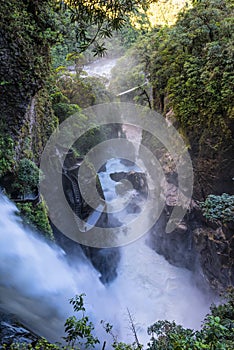 Devil`s Cauldron waterfall. Banos. Ecuador photo