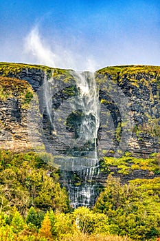 Devil`s Chimney the highest Waterfall in Ireland close to Glencar Lough