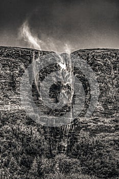 Devil`s Chimney the highest Waterfall in Ireland close to Glencar Lough