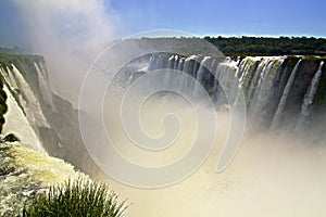 Devil's throat at Iguazu falls in Argentina with flocks of swifts