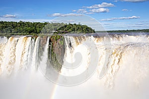 Devil`s Throat and Salto Union with rainbow, Iguazu Falls, Argentina