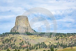 Devil`s Tower monument in northeast Wyoming, USA. Travel America. Landscape.