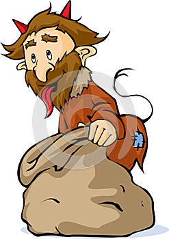 Devil with sack isolated on white background - vector