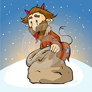 Devil with sack - vector illustration
