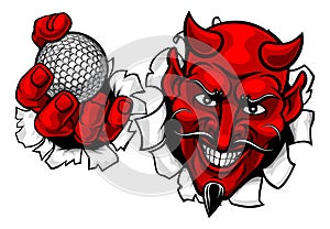 Devil Satan Golf Ball Sports Mascot Cartoon